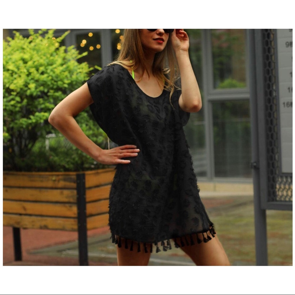 Black Tassels Swimsuit Cover Up - Picture 1 of 4